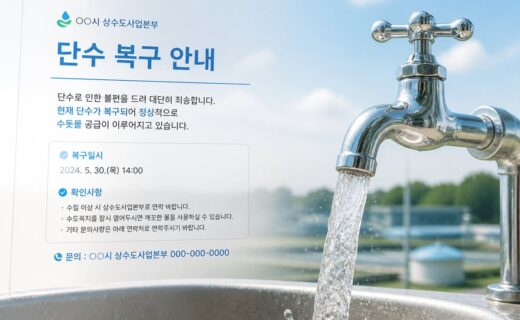 단수 해제 후 수돗물을 사용하기 전 확인할 지역 안내